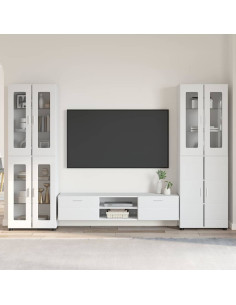 Set mobile TV con cassetto Bianco Lucido Legno multistrato