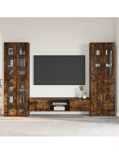 Set mobile TV con cassetto Rovere fumé Legno multistrato