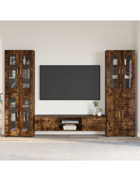 Set mobile TV con cassetto Rovere fumé Legno multistrato