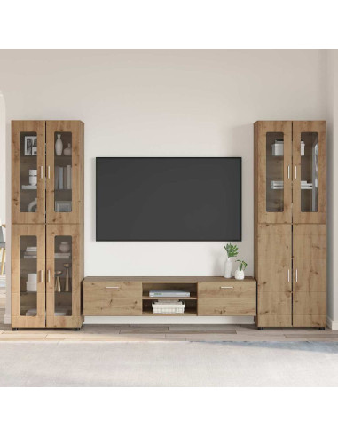 Set mobile TV con cassetto Rovere artigianale Legno multistrato