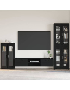 Credenza con porta Nero 55,5 x 29 x 103 cm Legno multistrato