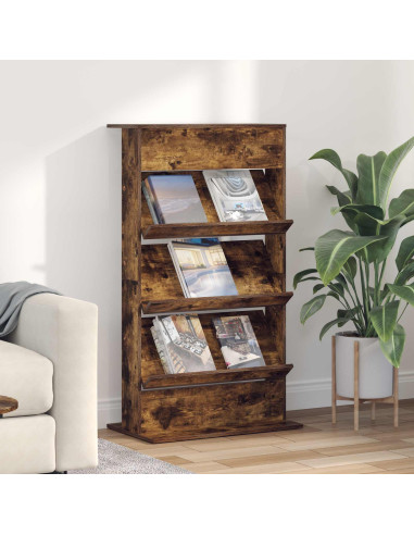 Scaffale per riviste Rovere fumé 70 x 41 x 126 cm
