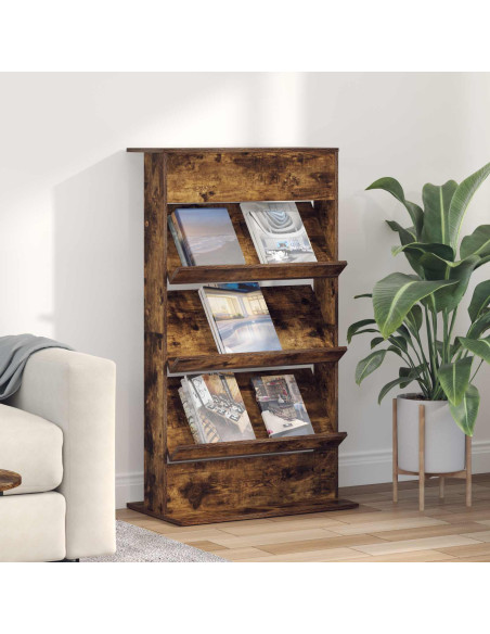 Scaffale per riviste Rovere fumé 70 x 41 x 126 cm