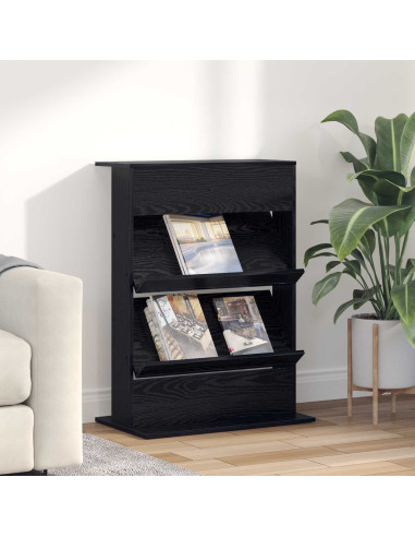 Scaffale per riviste Rovere Nero 70 x 41 x 96 cm