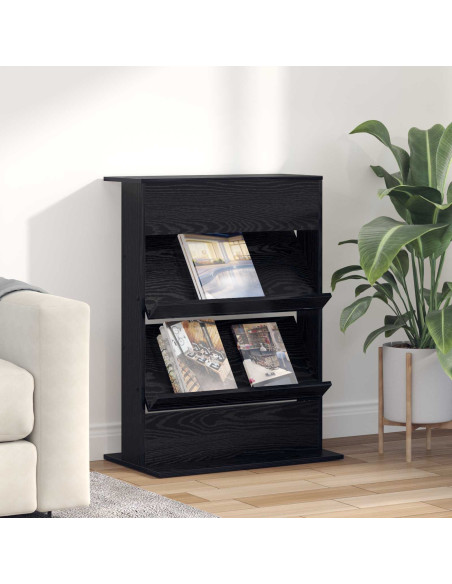 Scaffale per riviste Rovere Nero 70 x 41 x 96 cm