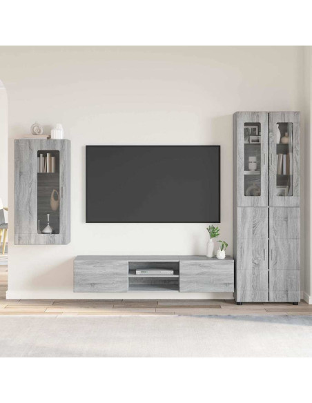 Set mobile TV con cassetto Grigio Sonoma Legno multistrato