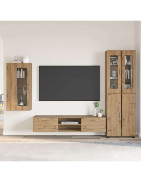 Set mobile TV con cassetto Rovere artigianale Legno multistrato