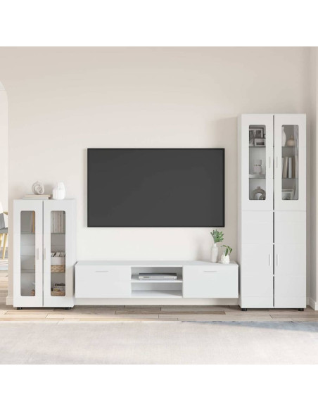 Set mobile TV con cassetto con porta Bianco Legno multistrato