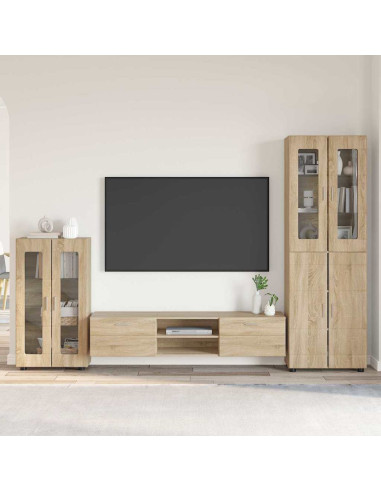 Set mobile TV con cassetto Rovere Sonoma Legno multistrato