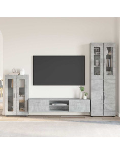 Set mobile TV con cassetto Grigio cemento Legno multistrato
