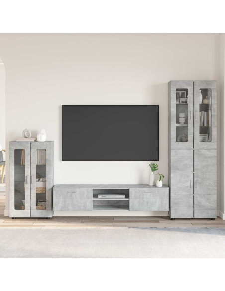 Set mobile TV con cassetto Grigio cemento Legno multistrato