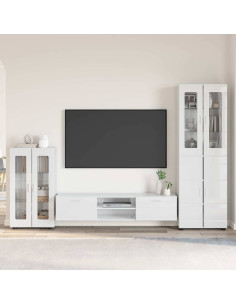 Set mobile TV con cassetto Bianco Lucido Legno multistrato