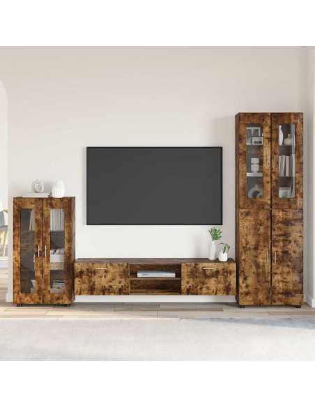 Set mobile TV con cassetto Rovere fumé Legno multistrato