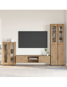 Set mobile TV con cassetto Rovere artigianale Legno multistrato