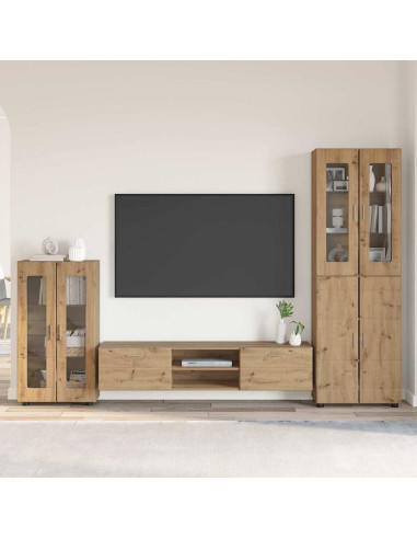 Set mobile TV con cassetto Rovere artigianale Legno multistrato