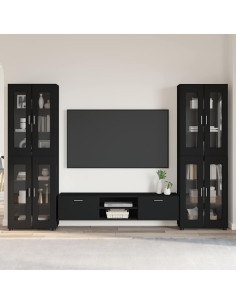 Set mobile TV con cassetto con porta Nero Legno multistrato