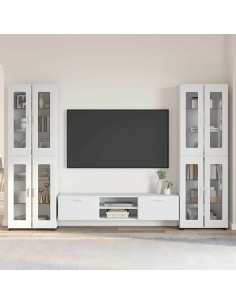 Set mobile TV con cassetto Bianco Lucido Legno multistrato