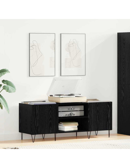 Mobile porta vinili con porta Rovere Nero 121 x 38 x 48 cm