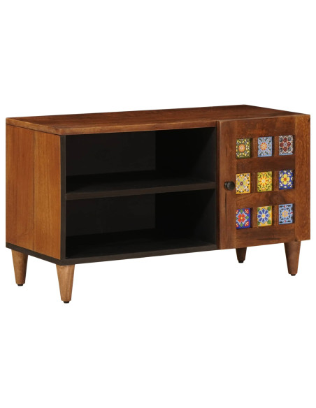 Mobile TV Noce 80 x 33 x 46 cm Legno di mango massello