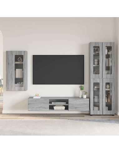 Set mobile TV con cassetto Grigio Sonoma Legno multistrato
