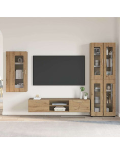 Set mobile TV con cassetto Rovere artigianale Legno multistrato
