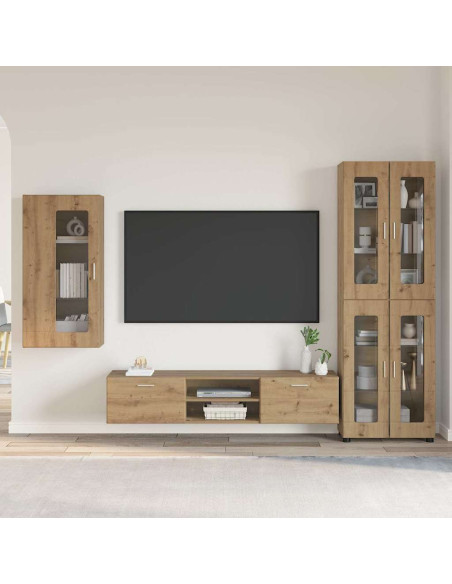 Set mobile TV con cassetto Rovere artigianale Legno multistrato