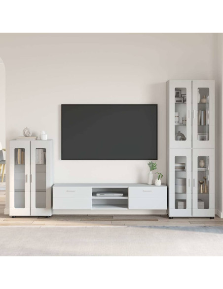 Set mobile TV con cassetto con porta Bianco Legno multistrato