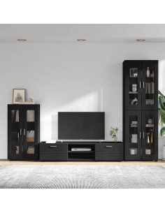 Set mobile TV con cassetto con porta Nero Legno multistrato