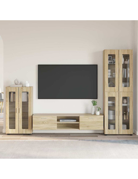 Set mobile TV con cassetto Rovere Sonoma Legno multistrato