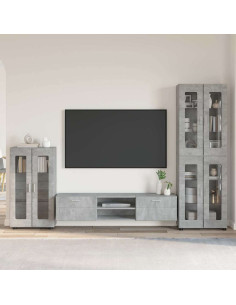 Set mobile TV con cassetto Grigio cemento Legno multistrato