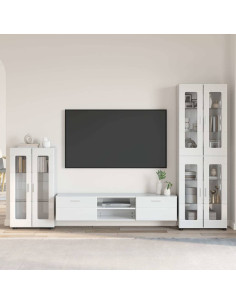 Set mobile TV con cassetto Bianco Lucido Legno multistrato