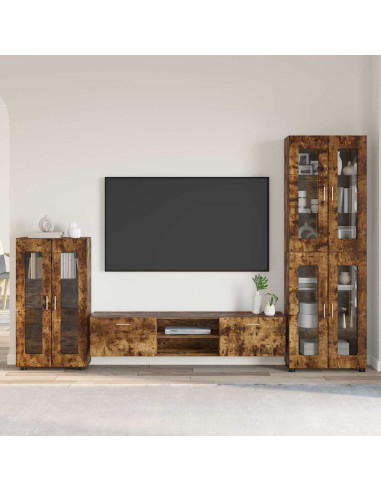 Set mobile TV con cassetto Rovere fumé Legno multistrato
