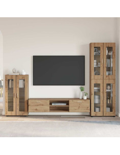 Set mobile TV con cassetto Rovere artigianale Legno multistrato