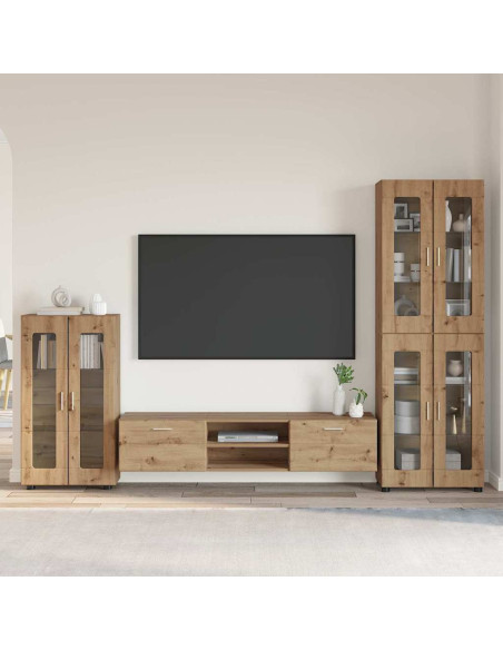 Set mobile TV con cassetto Rovere artigianale Legno multistrato