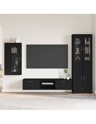 Set mobile TV con cassetto con porta Nero Legno multistrato