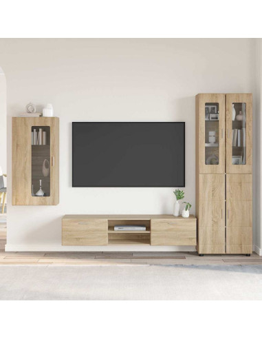 Set mobile TV con cassetto Rovere Sonoma Legno multistrato