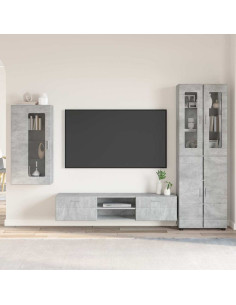 Set mobile TV con cassetto Grigio cemento Legno multistrato