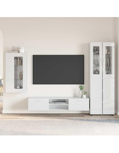Set mobile TV con cassetto Bianco Lucido Legno multistrato