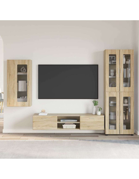Set mobile TV con cassetto Rovere Sonoma Legno multistrato