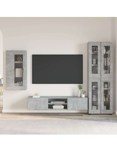 Set mobile TV con cassetto Grigio cemento Legno multistrato