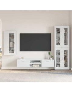 Set mobile TV con cassetto Bianco Lucido Legno multistrato