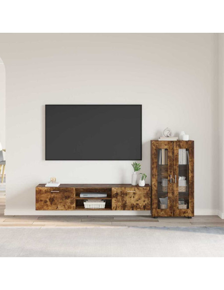 Set mobile TV con cassetto Rovere fumé Legno multistrato