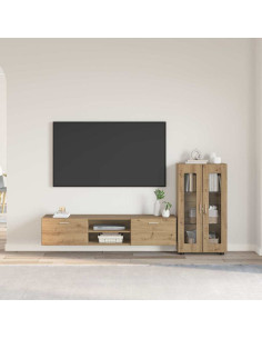 Set mobile TV con cassetto Rovere artigianale Legno multistrato