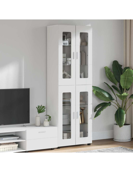 Credenza Bianco Lucido 60 x 35 x 182 cm Legno multistrato