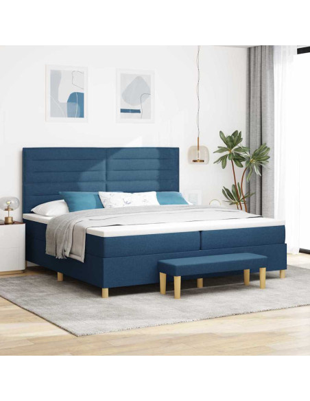 Letto a molle con materasso Blu 200 x 200 cm Tessuto