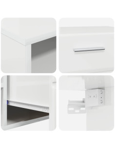 Armadio in Legno con cassetto Bianco Lucido 100,5 x 39 x 30 cm