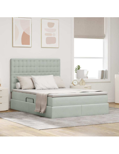 Letto con contenitore e materasso Grigio chiaro 140 x 190 cm