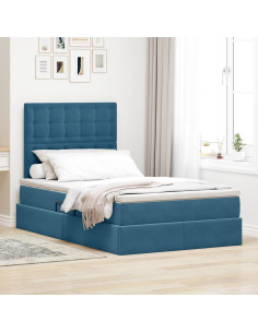 Letto con contenitore e materasso Blu Scuro 120 x 200 cm