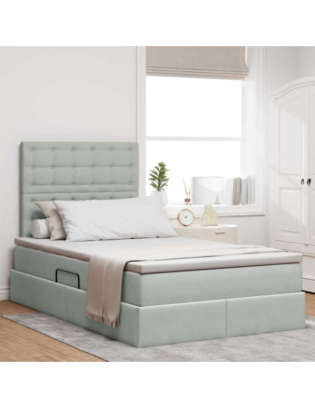 Letto con contenitore e materasso Grigio chiaro 120 x 200 cm