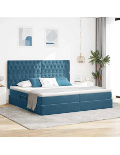 Letto con contenitore e materasso Blu Scuro 200 x 200 cm